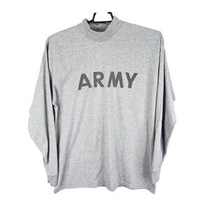 Mens Gray Army Physical Fitness Uniform Shirt Long Sleeve 100% Polyester Size XL